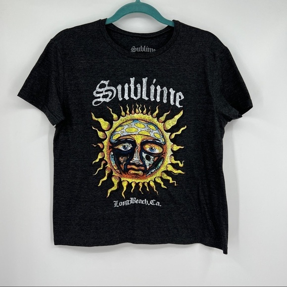 Sublime Sun Los Angeles CA. Graphic Heathered Charcoal Grey T-shirt Multi. - Picture 2 of 5
